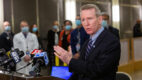 Dr. Dennis P. McKenna, the Albany Med Health System President and CEO, speaking at a press conference.