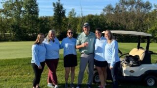 Golfer pose for a photo during the 22nd annual Saratoga Hospital Golf Invitational