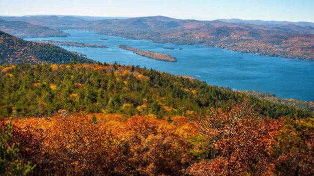 A view of Lake George from Buck Mountain in t he Adirondacks