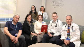 Seven members of the adult cystic fibrosis team with a 2024 Outstanding Care Partnership Award from the Cystic Fibrosis Foundation